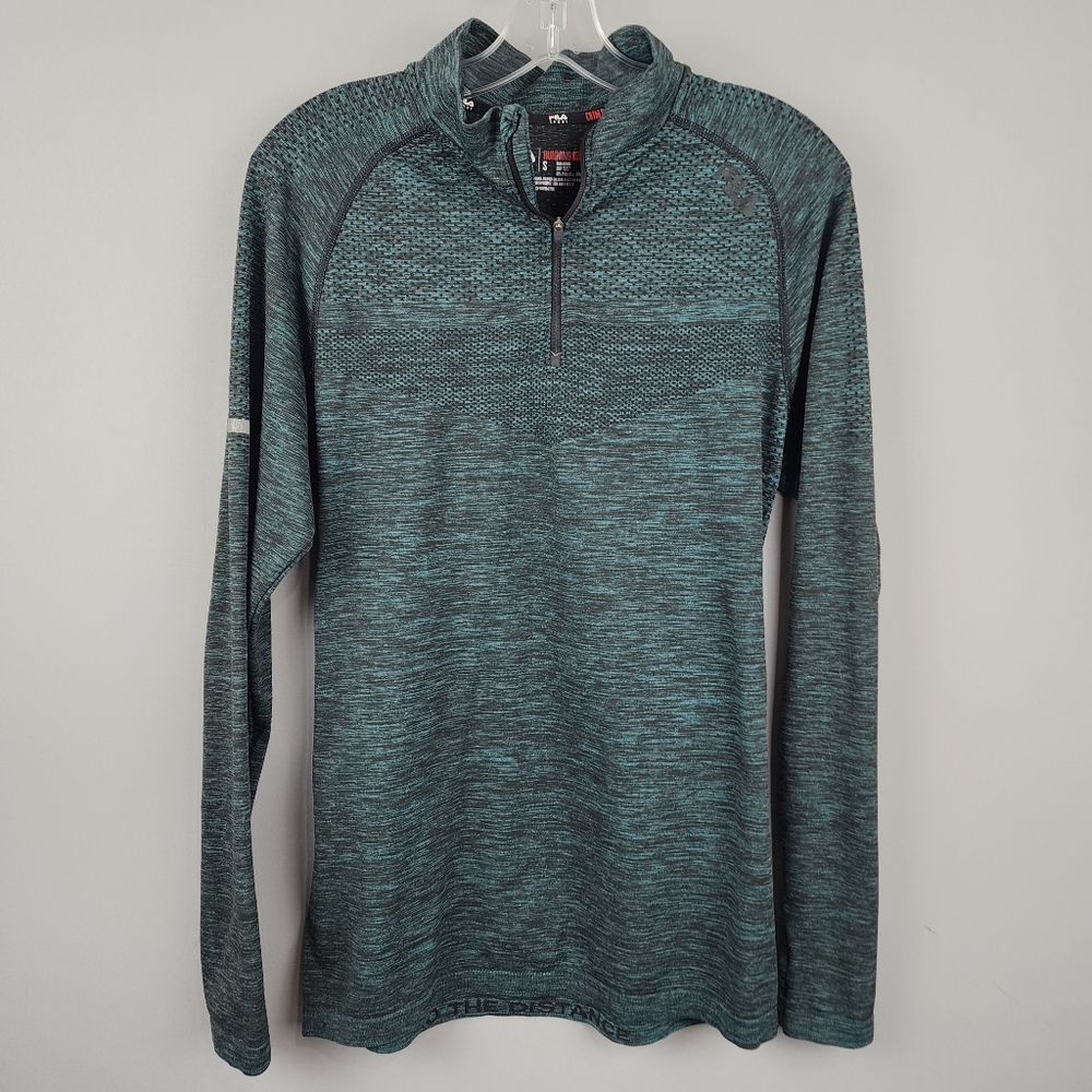 Fila Mens Fitted Pullover Running ports Shirt Black and Teal Sz Small